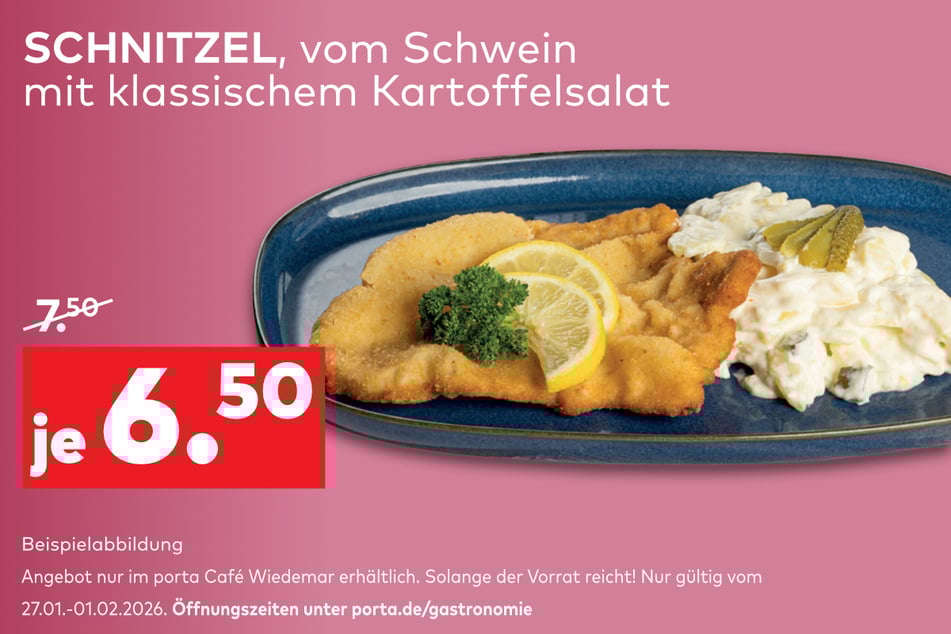 Das Schnitzel vom Schwein bietet sich super beim Möbelshoppen an.