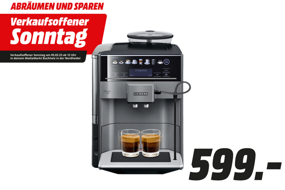 Siemens-Kaffeevollautomat für 599 statt 1.259 Euro.