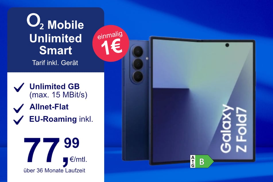 Das Samsung Galaxy Z Fold7 im o2 Mobile Unlimited Smart für einmalig 1 Euro.