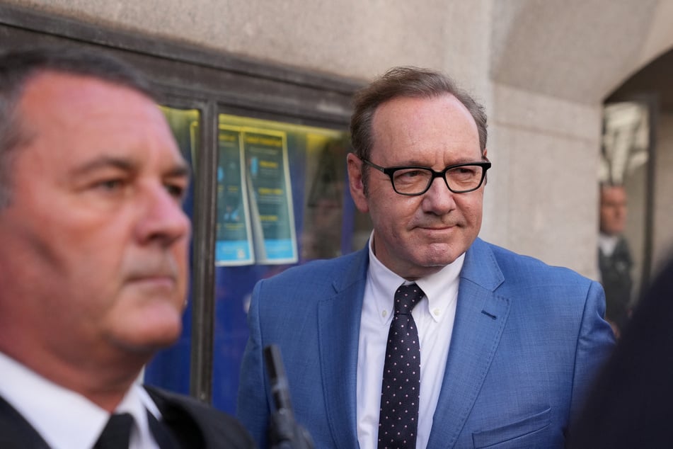 Kevin Spacey leaves the Central Criminal Court in London after attending a hearing over charges related to allegations of sex offenses.