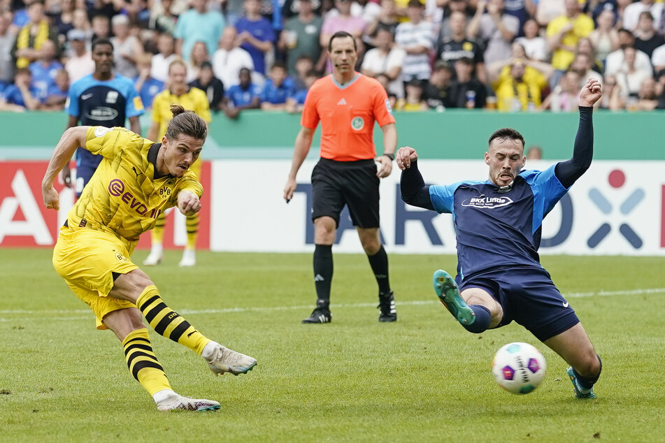 Im DFB-Pokal gegen Schott Mainz steuerte Marcel Sabitzer (29, l.) bereits einen Treffer bei.
