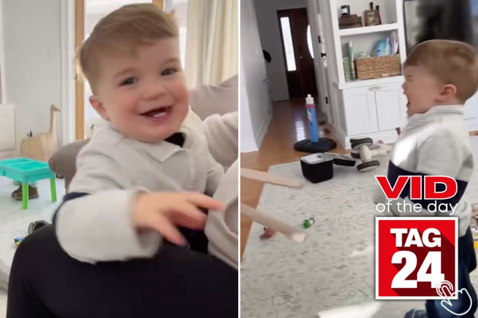 This toddler went from the most precious hug to flipping a table in under 3 seconds, and TikTok viewers can't stop laughing about it!