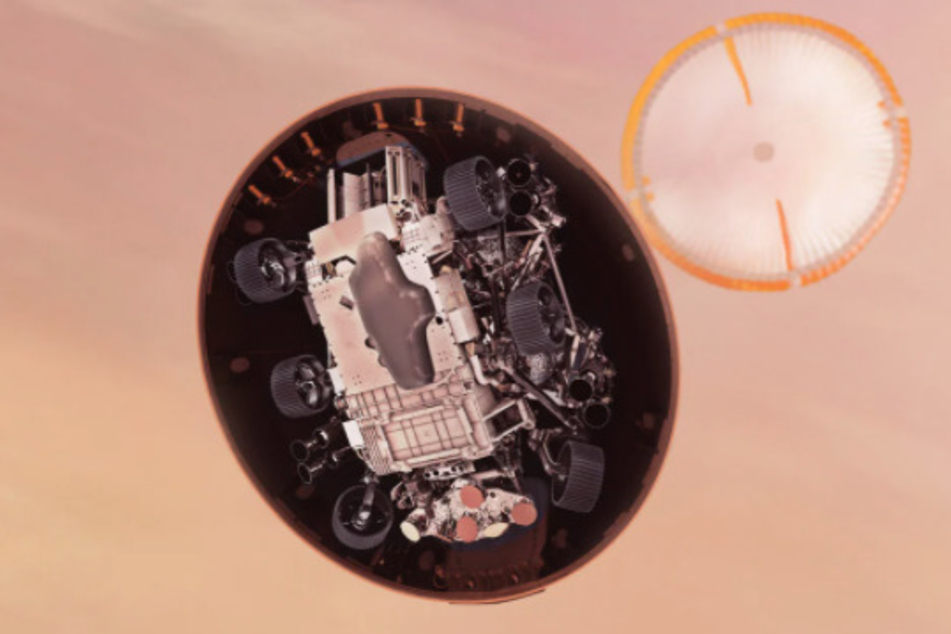 Eine Skizze des Mars-Rovers.