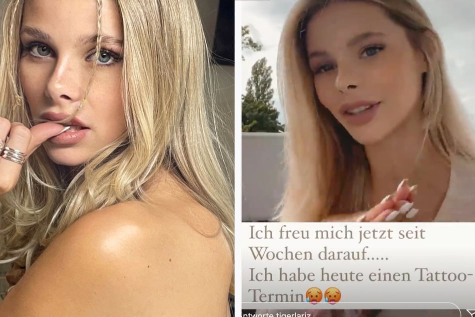 Die Montage zeigt Screenshots zweier Instagram-Storys von Model, Serien-Darstellerin und Ex-GNTM-Kandidatin Larissa Neumann (21).