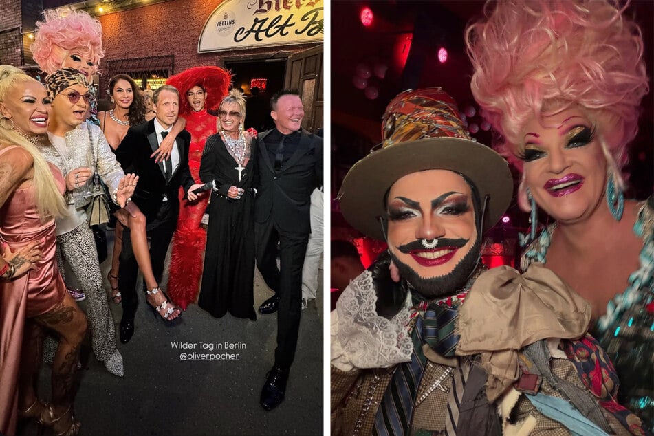 Die Gästeliste war voll besetzt mit verschiedenen Promis und TV-Persönlichkeiten, darunter auch die beiden Dragqueen Bambi Mercury (38) und Olivia Jones (56, beide r.).