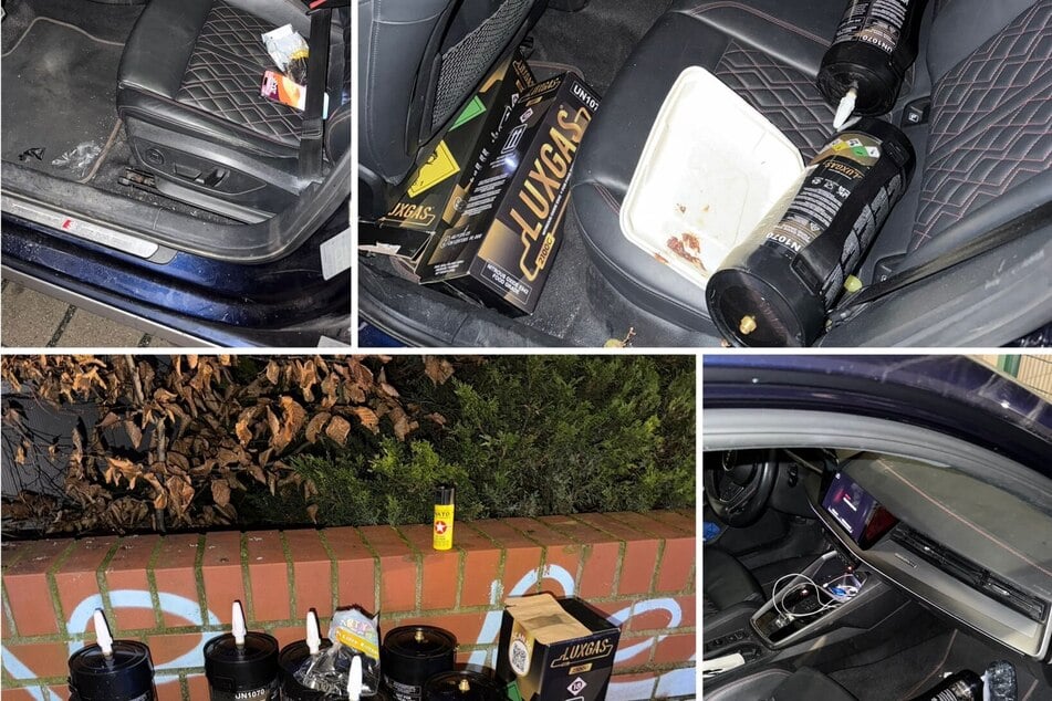 Im Auto des Fahrers entdeckte die Polizei etwa zehn große Flaschen mit Lachgas.