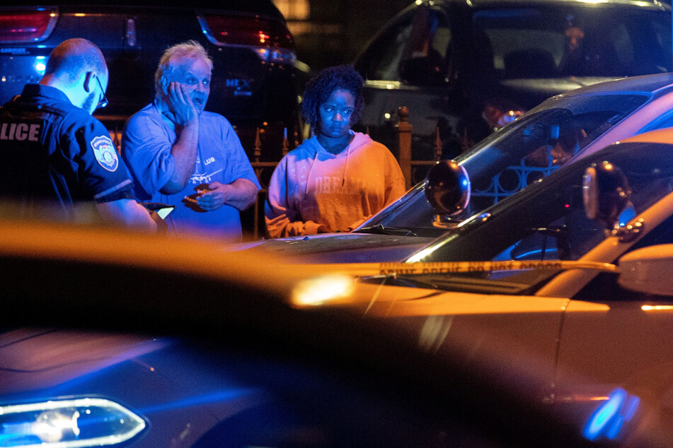 Police officers at one of the eight crime scenes around the city of Memphis on Wednesday night.