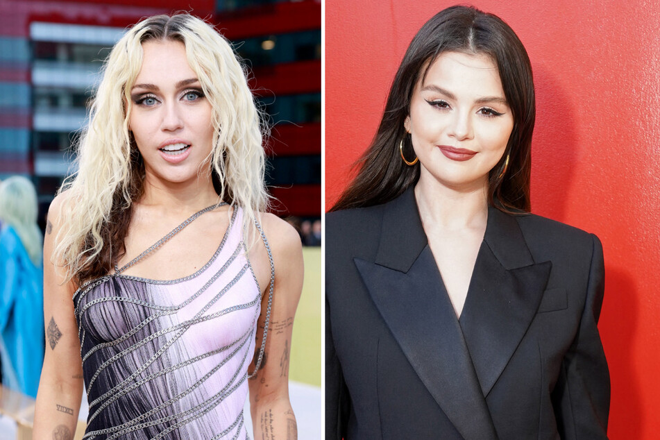Selena Gomez (r) dished on her friendship with Miley Cyrus in a recent interview following their simultaneous single drops.