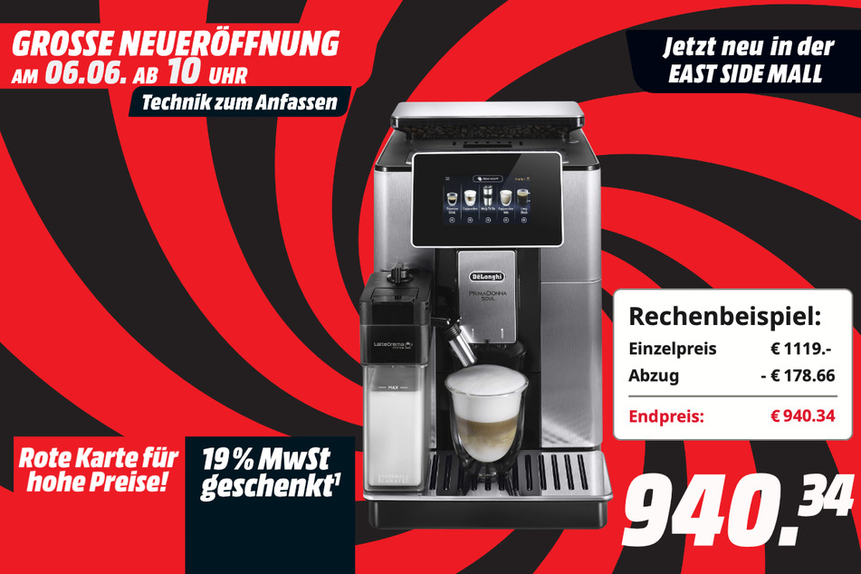 DeLonghi-Kaffeevollautomat für 940,34 Euro.