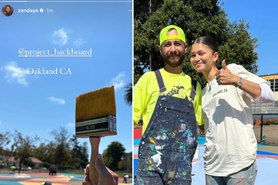 Zendaya helped renovate a public basketball court in her hometown of Oakland over the weekend.