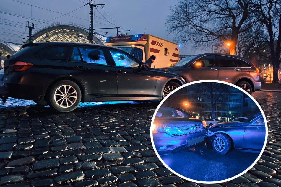 Unfall am Dresdner Hauptbahnhof: BMW und Hyundai kollidieren an Kreuzung