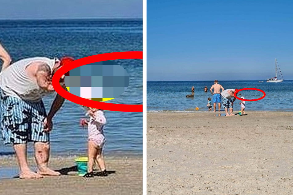 Frau fotografiert ihre Familie am Strand: Als sie sich das Bild später ansieht, traut sie ihren Augen kaum