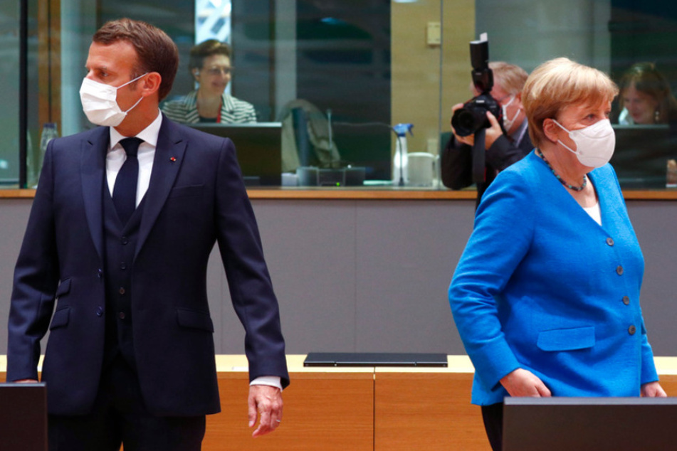 Bundeskanzlerin Angela Merkel (CDU) und der französische Präsident Emmanuel Macron in Brüssel.