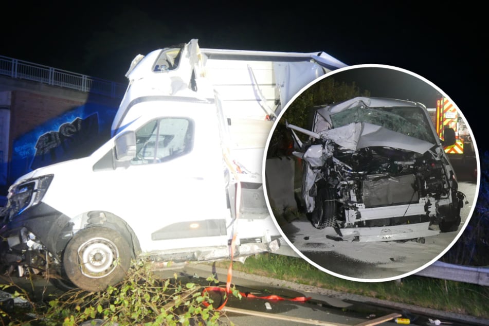 Unfall A1: Lkw landet nach Crash mit Transporter auf der Leitplanke