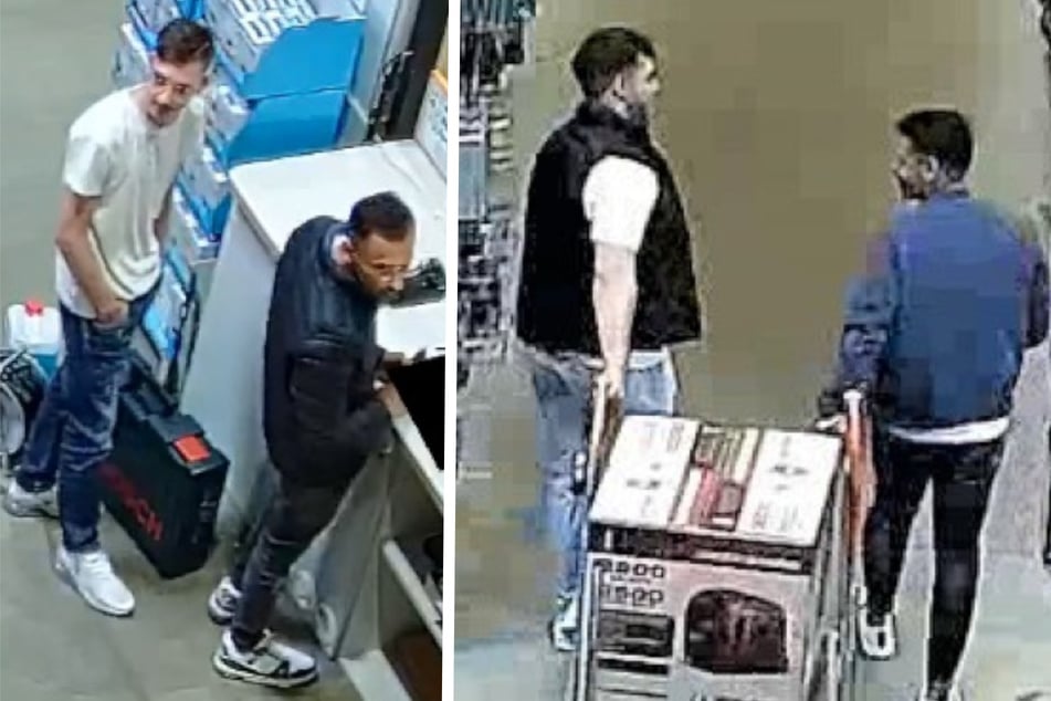 Mit Überwachungsbildern fahndet die Polizei nach den Tatverdächtigen.