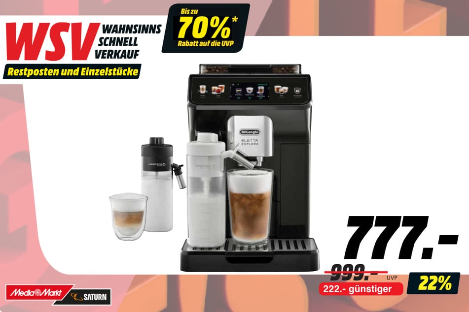 DeLonghi-Kaffeevollautomat für 777 statt 999 Euro.