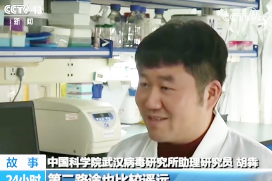 Er soll das Virus als Erster gehabt haben: Wissenschaftler Ben Hu wollte Coronaviren noch ansteckender machen und experimentierte deswegen an Fledermäusen im Labor von Wuhan. Hier bei einem Auftritt im China-TV 2017.