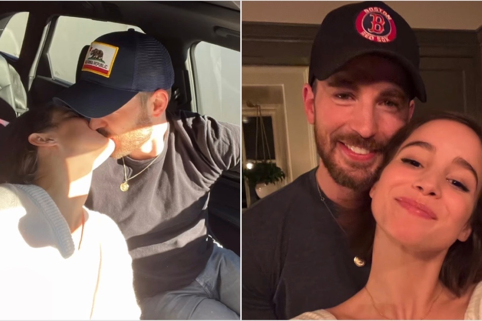 Chris Evans paid tribute to his boo Alba Baptista (r) on Valentine's Day with never before seen snaps on Instagram.