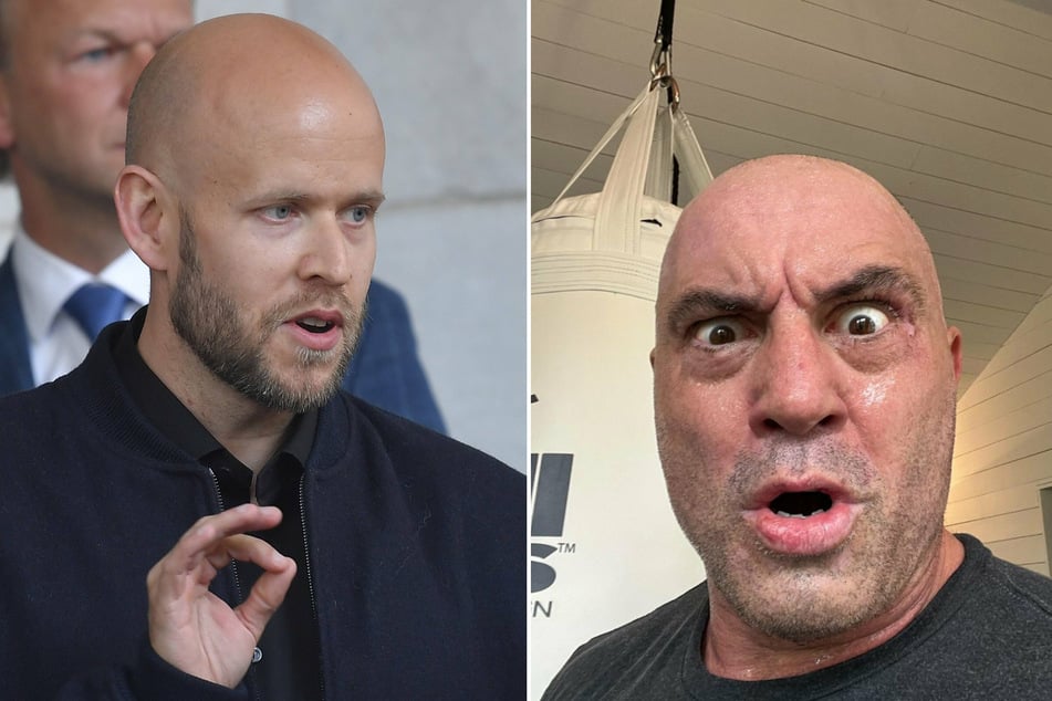 Spotify CEO Daniel Ek (l.) responded to the controversy around Joe Rogan's latest podcast episodes.
