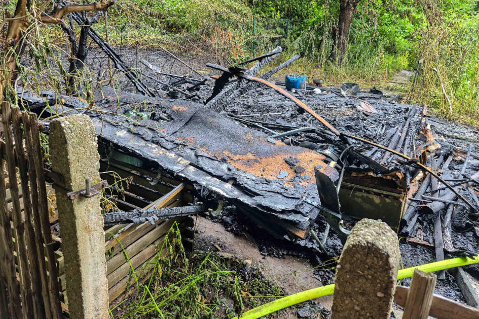 Feuerwehr löscht Laubenbrand und verhindert Übergreifen auf angrenzenden Wald