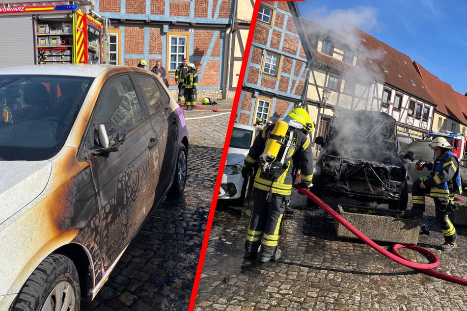 Zehntausende Euro Schaden: VW brennt auf Marktplatz ab