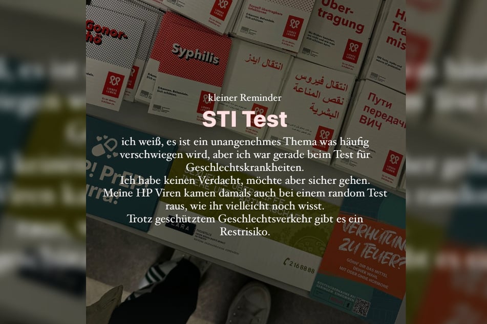 Mit einer Instagram-Story erinnerte die 24-Jährige ihre Followerinnen und Follower daran, sich regelmäßig auf sexuell übertragbare Krankheiten testen zu lassen.