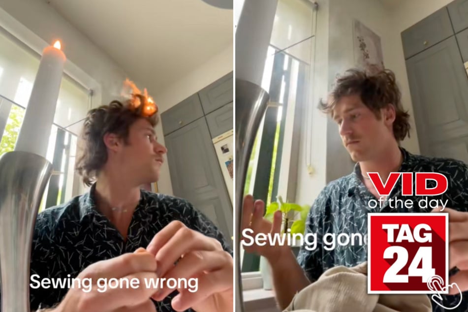 This TikToker named Charles accidentally caught his hair on fire while filming a video!