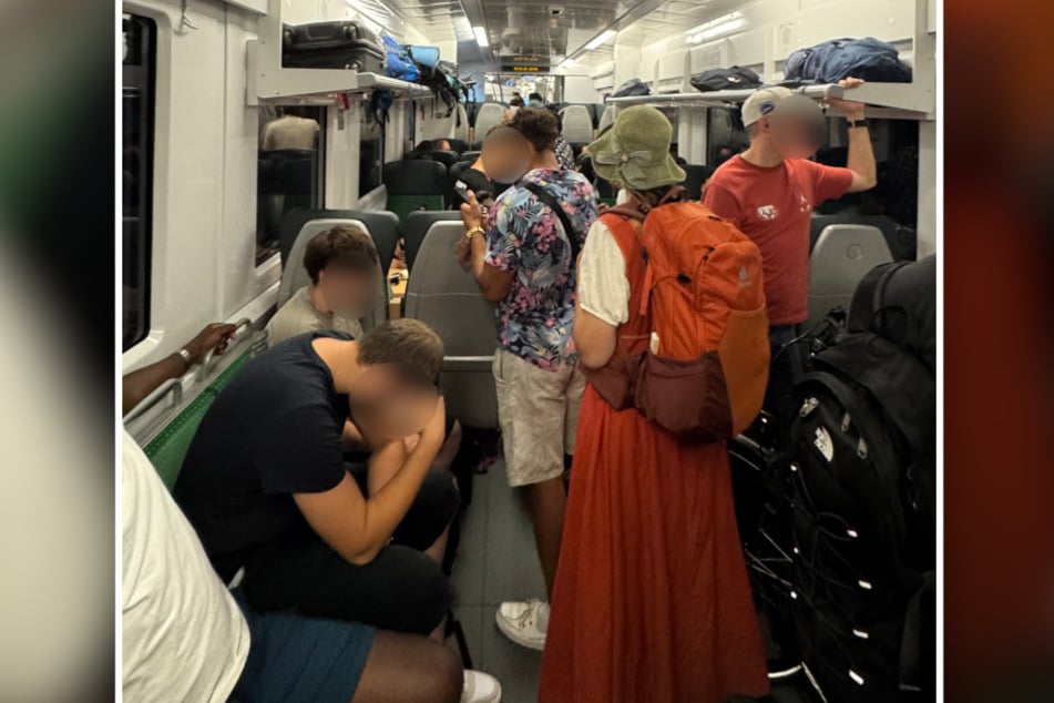 Am Samstag war der Zug zwischen Chemnitz und Leipzig überfüllt - zahlreiche Passagiere standen in den Gängen.