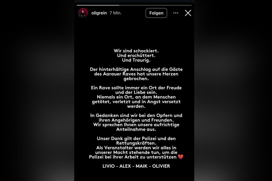 Der Geschäftsführer der Event-Agentur wandte sich am Mittag mit einer Instagram-Story an die Opfer.