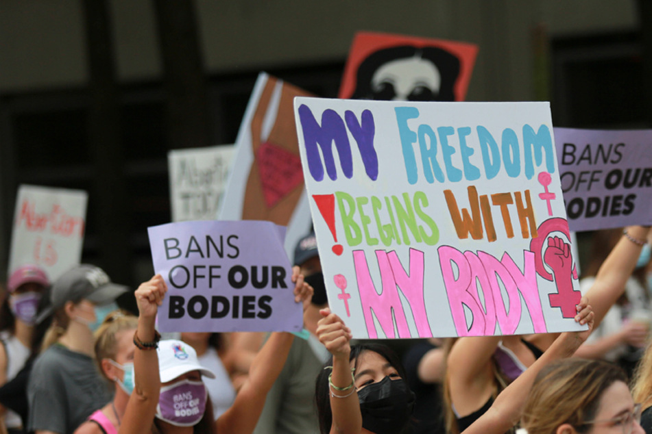 Thousands of protesters marched to City Hall in opposition of the state's abortion ban in Houston, Texas on October 2.