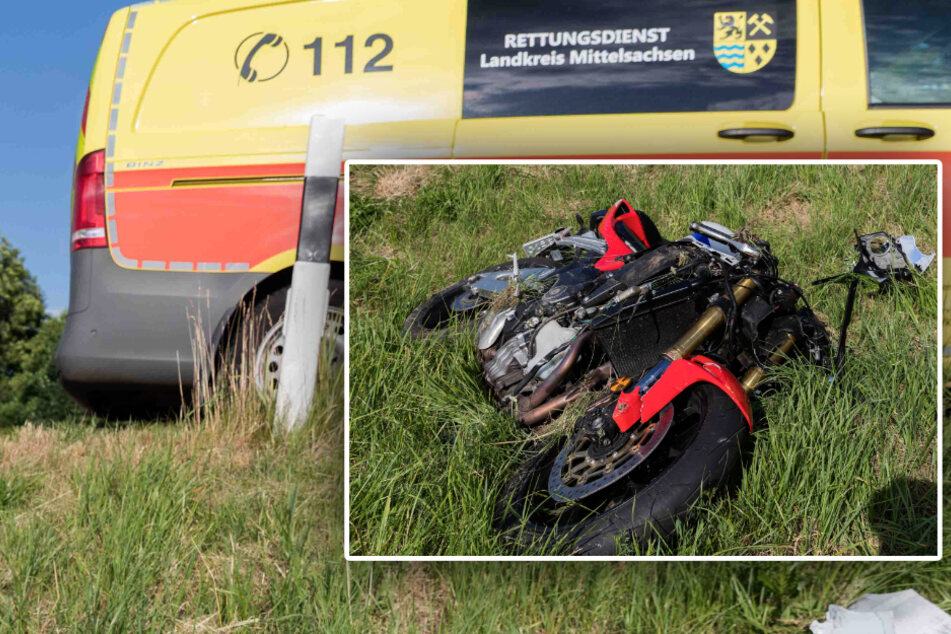 Schwerer Biker-Unfall in Mittelsachsen: Zwei Schwerverletzte