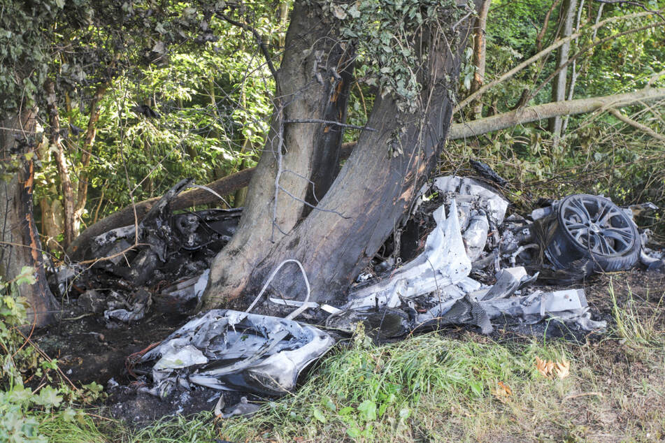 Der Fahrer verbrannte in den Wrack und konnte nach den Löscharbeiten nur noch tot geborgen werden.