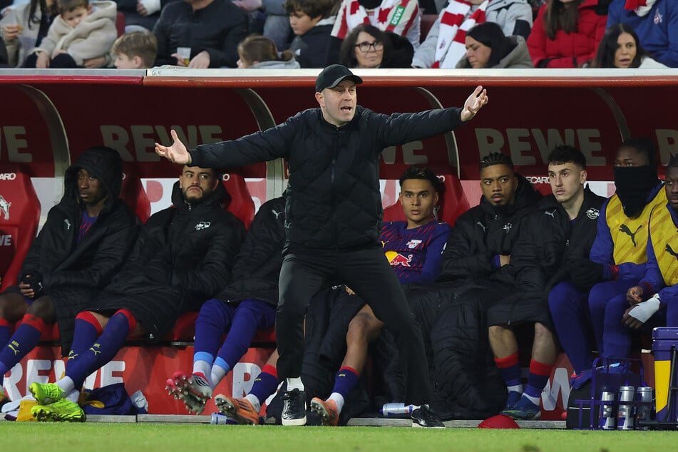RB Leipzigs Trainer Ole Werner (37) beim Spiel in Köln.