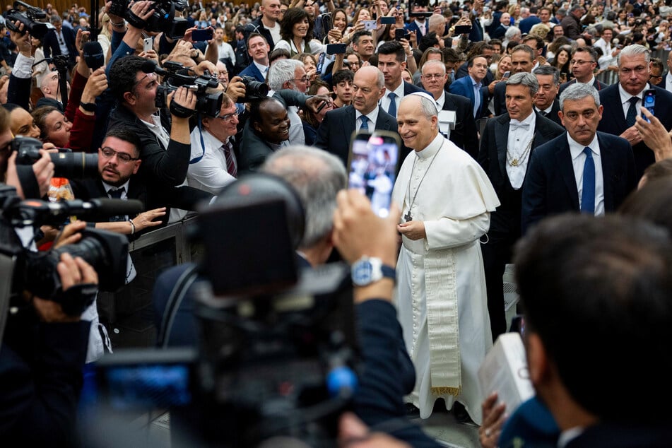 Pope Leo XIV on Monday held his first conference since being elected as Francis' successor as leader of the Catholic Church.