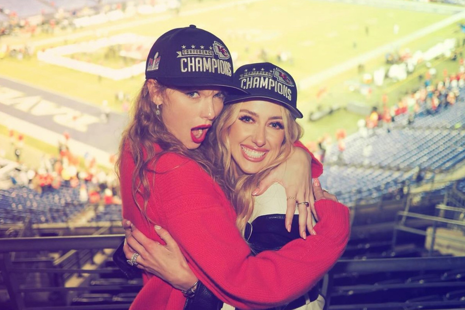 Brittany Mahomes (r) shared new photos with Taylor Swift from Sunday's AFC Championship.