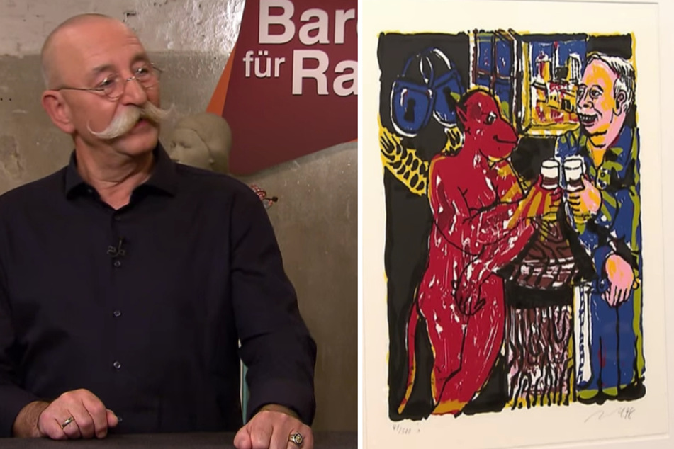 Horst Lichter (59) bestaunte den Siebdruck des Künstlers Jörg Immendorff.