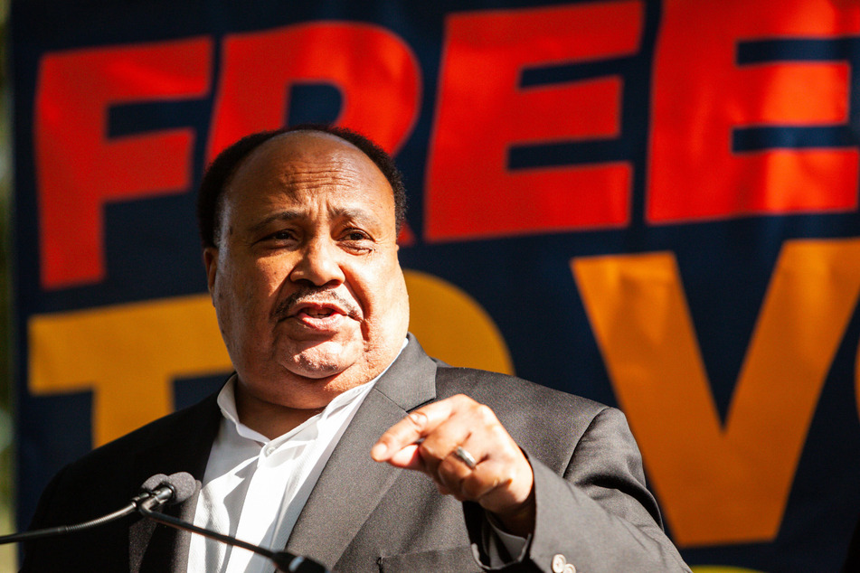 Martin Luther King III speaks at a voting rights rally in front of the US Capitol in October 2021.