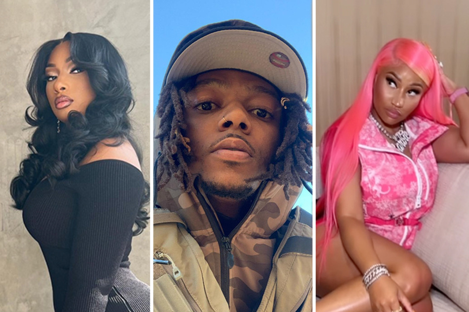 Megan Thee Stallion (l) is rumored to be releasing new music this week, while JID (c), and Nicki Minaj are expected to drop respective singles.