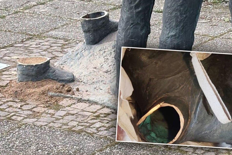 Leipzig: Nun fehlen ihr Füße UND Kopf: Bronzestatur zumindest teilweise wieder da