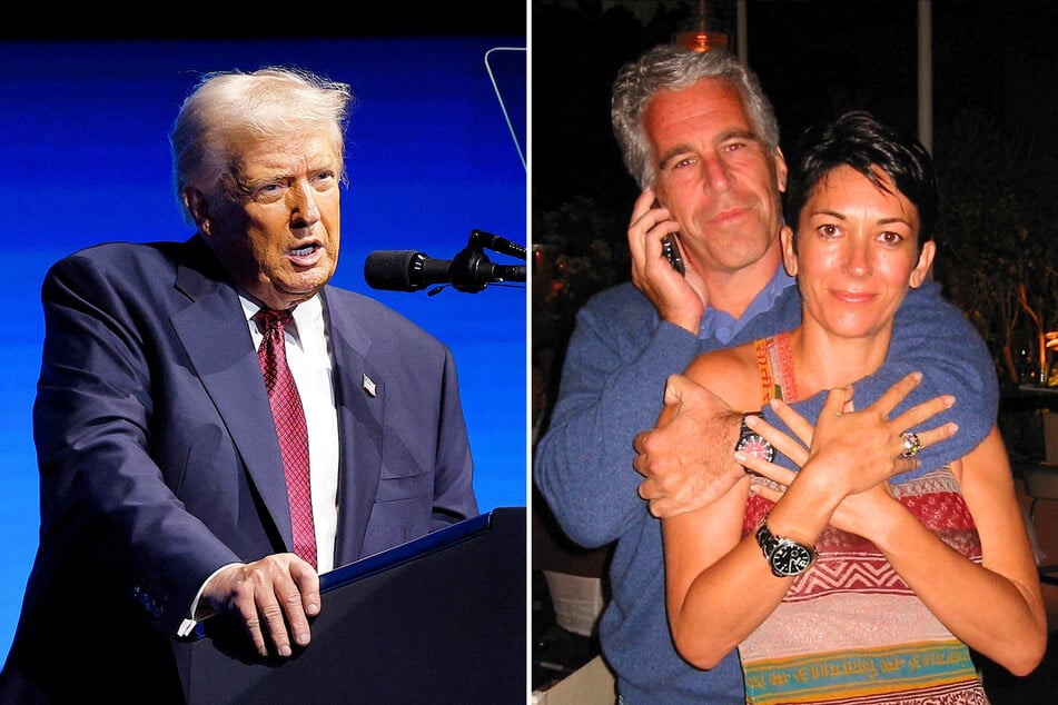 Recent whistleblower documents revealed that Ghislaine Maxwell (r.) has filed an application for President Donald Trump (l.) to commute her prison sentence.