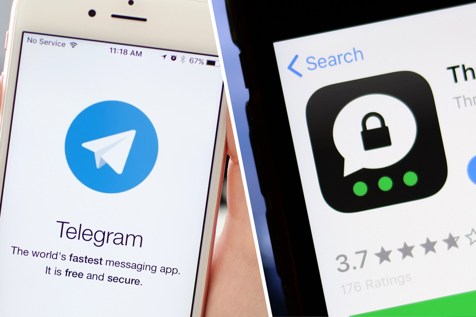 Apps wie Telegram (l.) und Threema (r.) nehmen derzeit an Fahrt auf. (Symbolbild)