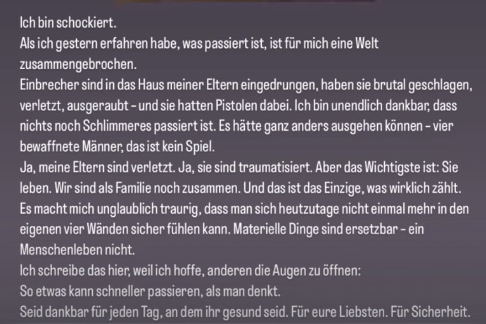 Mit diesen Worten hat sich Tochter Davina bei ihren Fans gemeldet und ihre Bestürzung zum Ausdruck gebracht.