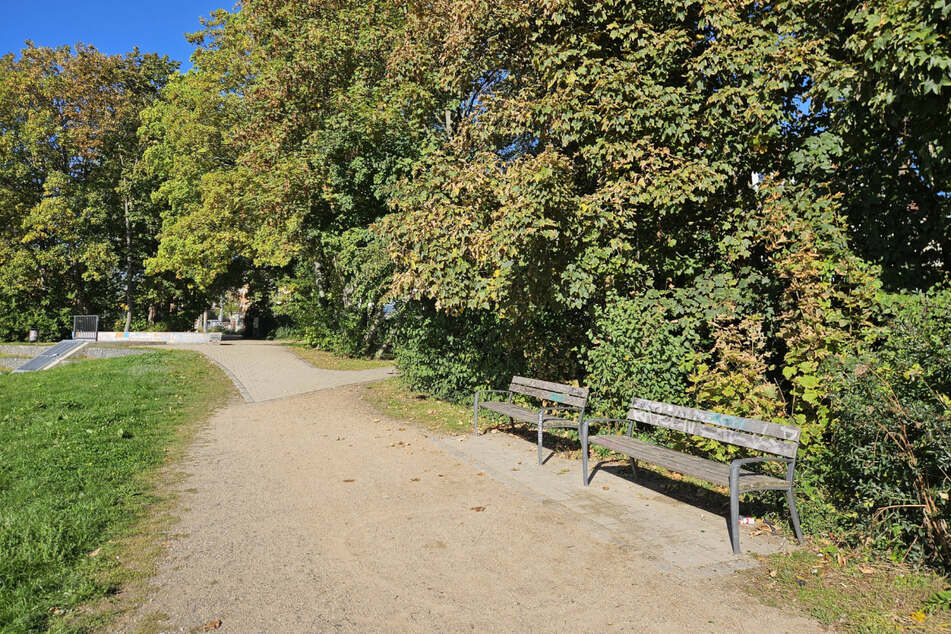 In dieser Parkanlage an der Wurzner Straße überfielen die Täter ihr Opfer (66).