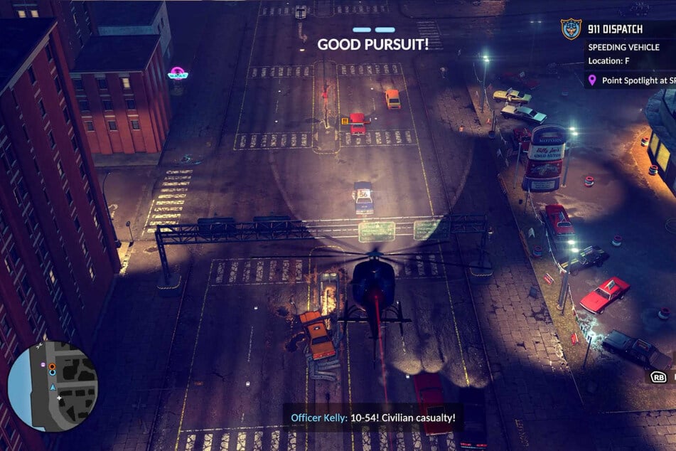 Die Verbrecherjagd funktioniert in "The Precinct" zu Fuß, mit dem Auto oder auch Helikopter.