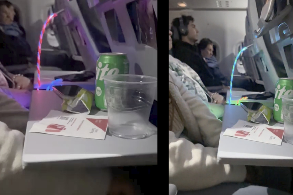 Dieses LED-Ladekabel einer Frau störte auf einem Nachtflug stundenlang die anderen Passagiere.