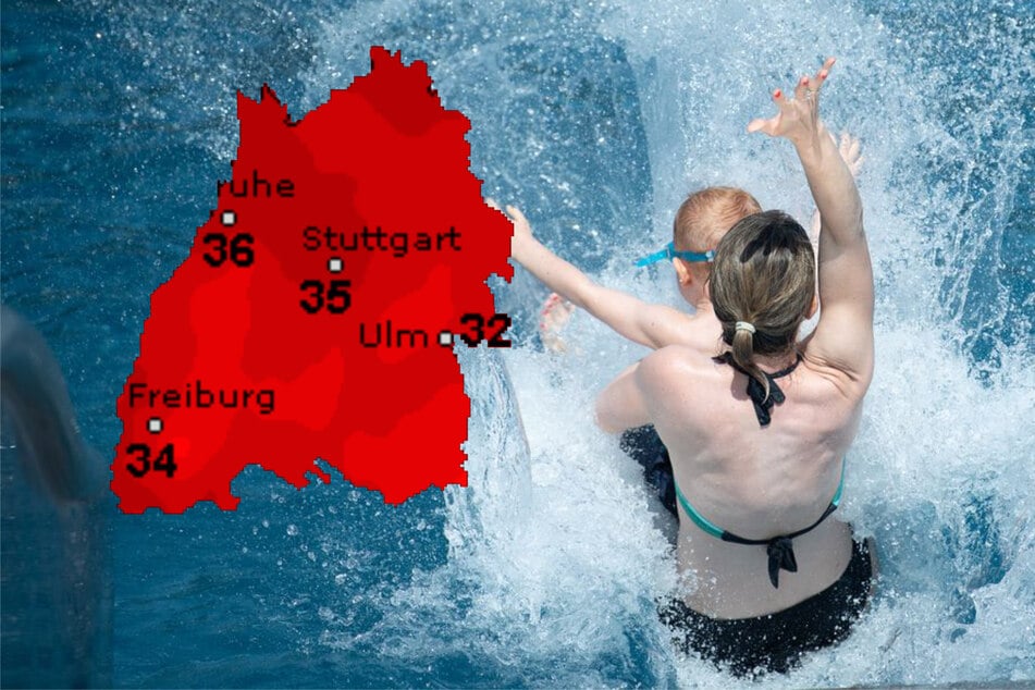 Der Deutsche Wetterdienst (DWD) warnt vor einer starken Wärmebelastung. Wie die Karte zeigt, schießen die Temperaturen in die Höhe.