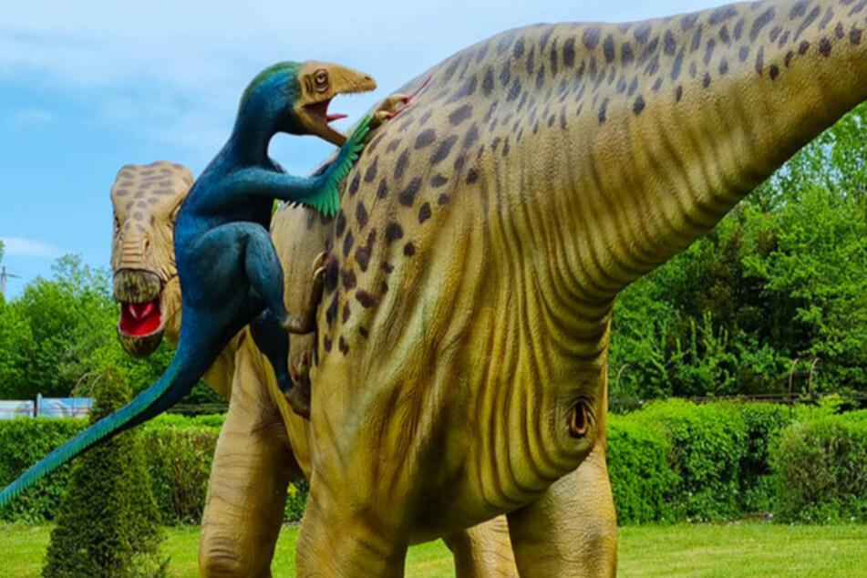 Nur Dino-Figuren befinden sich derzeit auf dem Gelände des "Dinopark Agrarium". Von Besuchern fehlt jede Spur ...