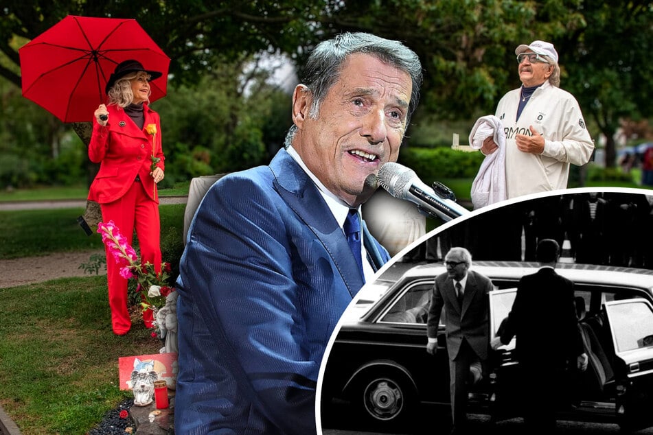 Kultwirt Bellmann und Sängerin Gäbler rollen im Honecker-Mobil ans Grab von Udo Jürgens
