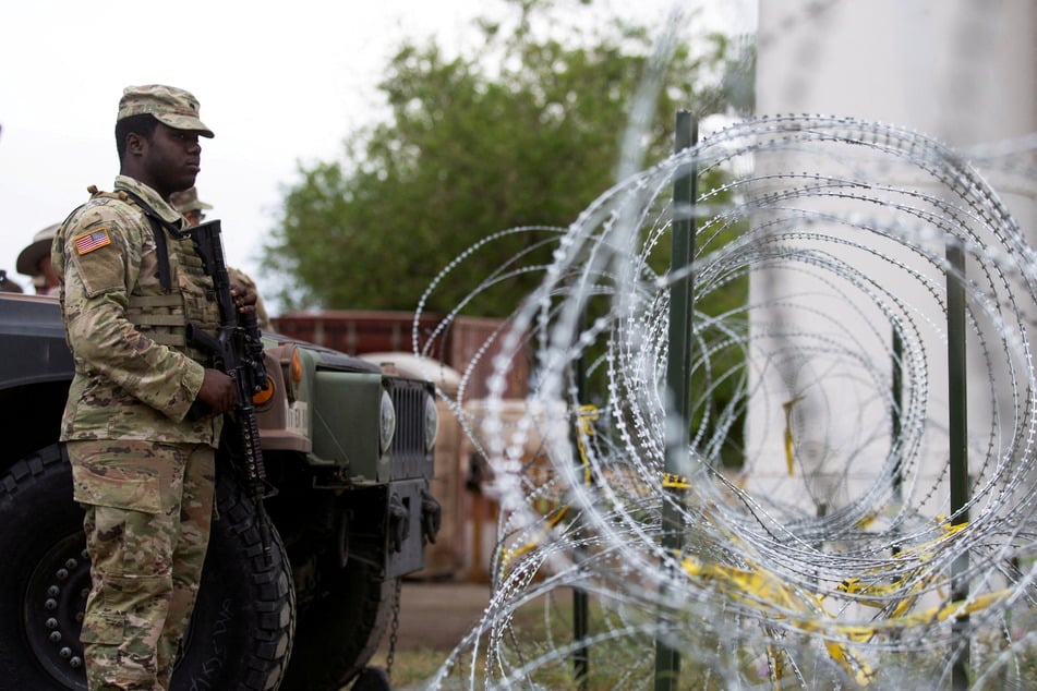 Members of the Texas National Guard stationed along the Rio Grande river.