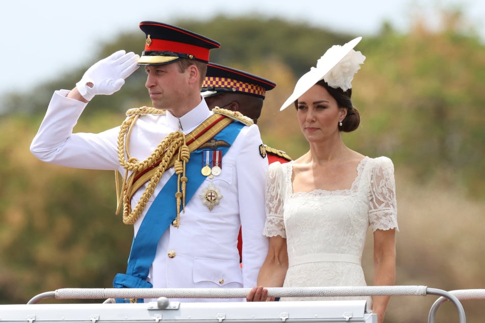 Prince William (l.) and Kate Middleton, the Duke & Duchess of Cambridge, at a Jamaica Defense Force Commissioning Parade on day six of their Royal Tour of the Caribbean.